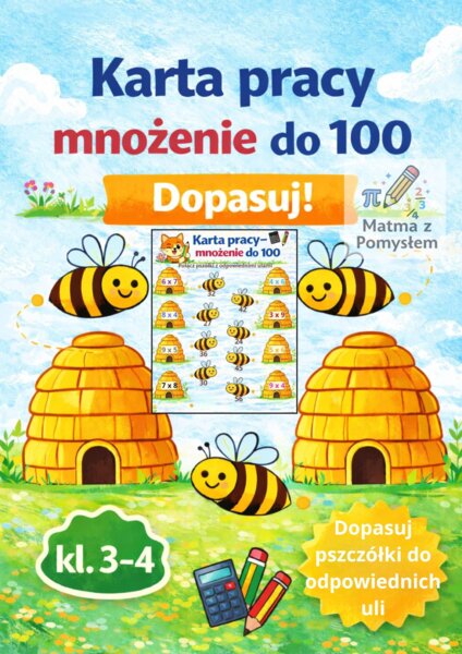 Karta pracy – mnożenie do 100 | dopasuj | kl. 3–4 |