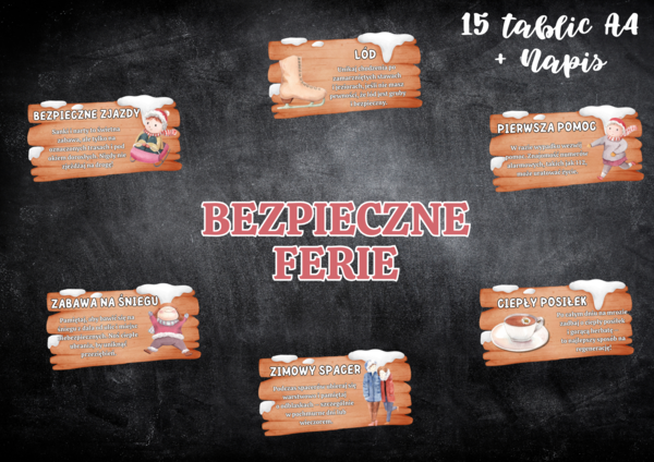 BEZPIECZNE FERIE - GAZETKA - PLANSZE