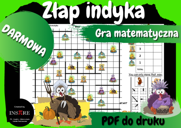 DARMOWA Gra Matematyczna - Złap indyka. Gra logiczna. Święto Dziękczynienia (Thanksgiving), Dzień Indyka.