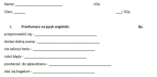 Brainy 6 unit 3 sprawdzian