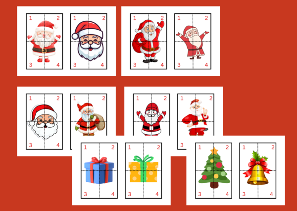 MIKOŁAJKI – puzzle – układanka- układanki - biblioteka – świetlica – przedszkole – Boże Narodzenie – 12 wersji