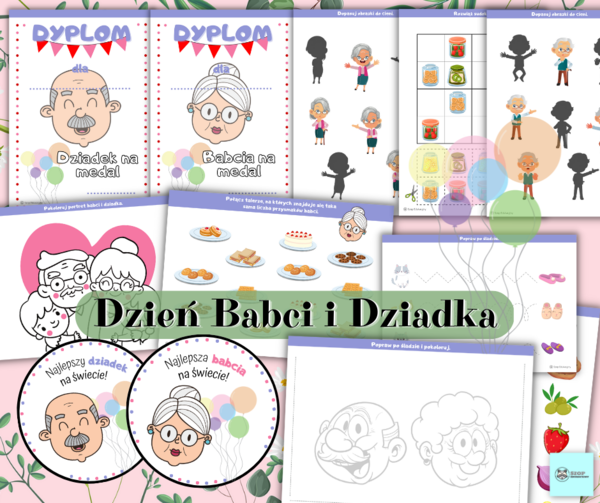 Dzień Babci i Dziadka. Dyplomy. Medale. W PREZENCIE zestaw Czerwony Kapturek.