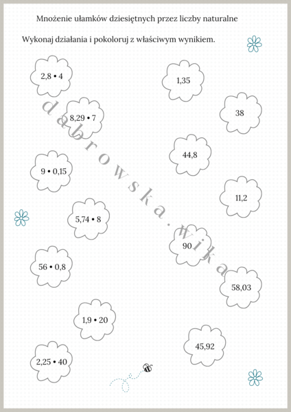 Mnożenie ułamków dziesiętnych przez liczby naturalne