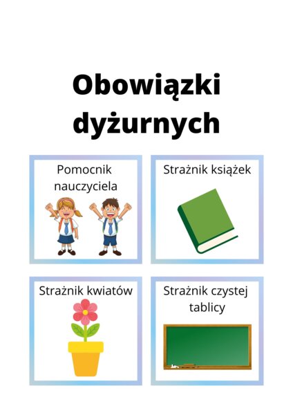 Obowiązki dyżurnych w klasie