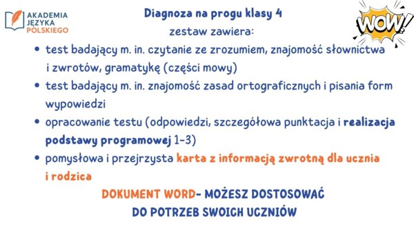 Diagnoza z polskiego na progu 4 klasy - kompletny zestaw