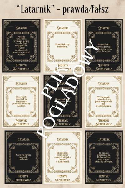 Karty prawda-fałsz "Latarnik"