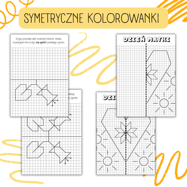 SYMETRIA - kolorowanki - Dzień Matki, Wiosna