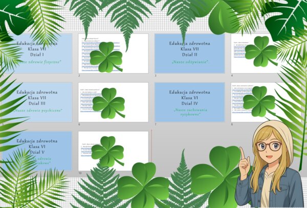 Duży (całoroczny) zestaw na lekcje do edukacji zdrowotnej w klasie 7. Zestaw zawiera prezentacje multimedialne (treści z lekcji oraz pomysł na lekcję krok po kroku) w pdf. Edukacja zdrowotna. Klasa 7.