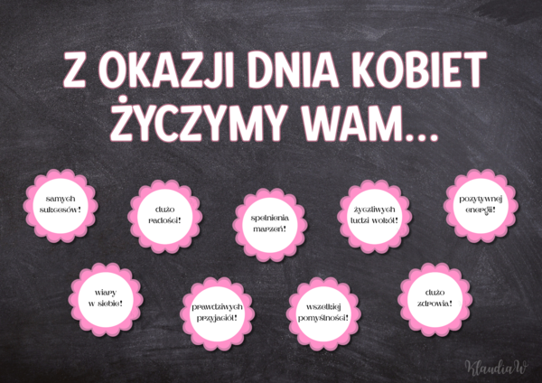 Dzień Kobiet - gazetka z życzeniami (wersja 1)