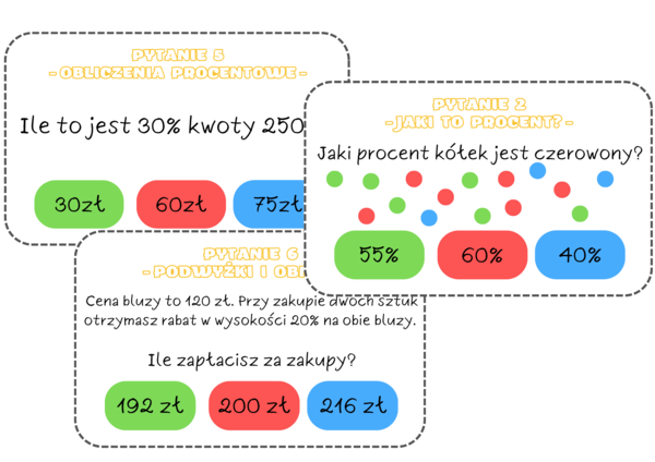 Gra o milion. Powtórzenie wiadomości z działu PROCENTY klasa 6.