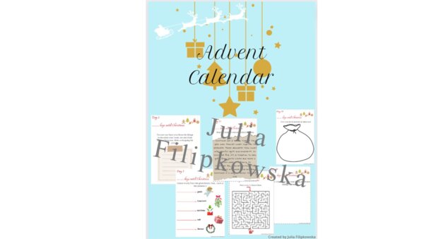 Kalendarz Adwentowy/ Advent Calendar/ English/ Christmas/ Boże Narodzenie/ Christmas vocabulary/ Słownictwo/ SP 4-6/ Klasy 4-6/ Karty pracy/ Zestaw/ Pakiet/ Czytanie/ Pisanie/ Reading/ Writing
