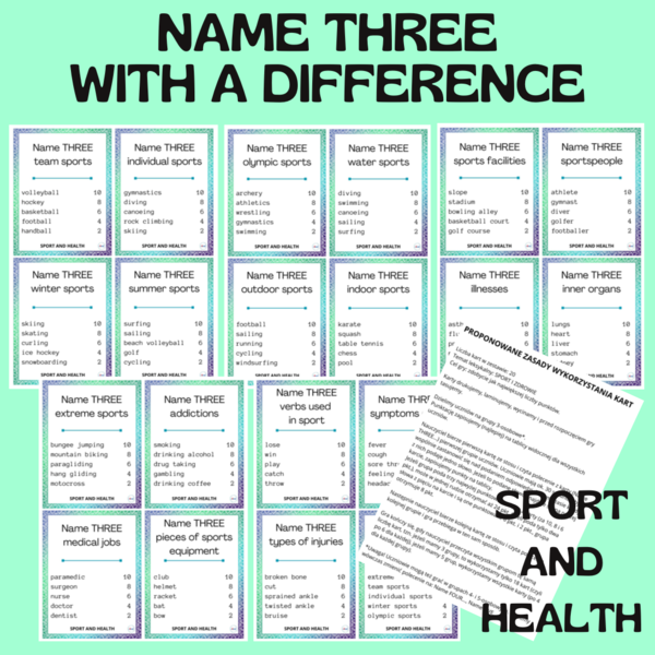 NAME THREE… WITH A DIFFERENCE / SPORT AND HEALTH