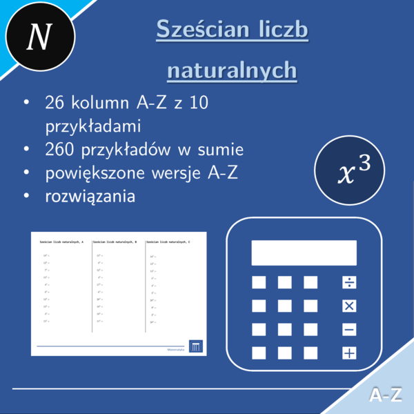Sześcian liczb naturalnych | matematyka | 26 kolumn