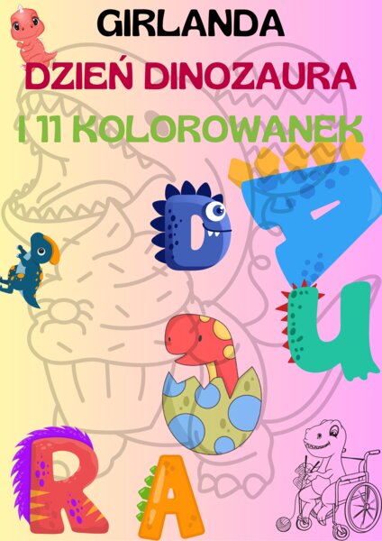Girlanda Dzień Dinozaura kolorowanki