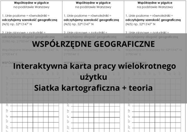 Współrzędne geograficzne – interaktywna karta pracy wielokrotnego użytku