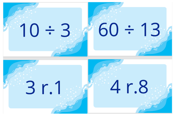 Fiszki z dzielenia z resztą do 100 – do samodzielnego wydruku