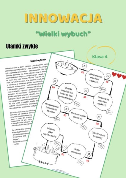 Innowacja matematyczna, grywalizacja, ułamki zwykłe, klasa 4