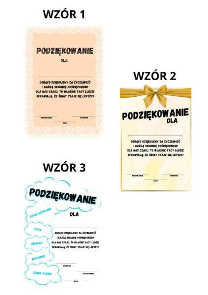 Podziękowania do druku