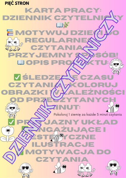 Dziennik czytelniczy 5 stron