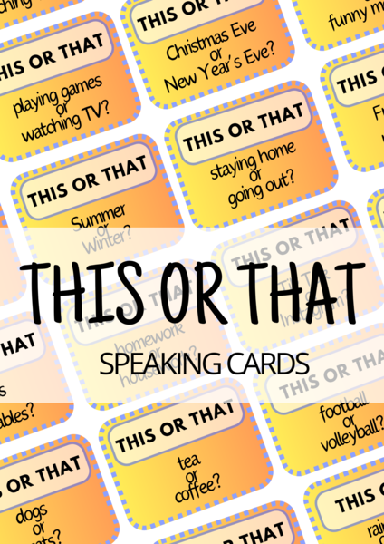 This or that - 80 Speaking Cards - angielski - do zalaminowania - mówienie A2