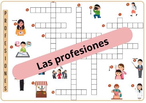 Krzyżówka obrazkowa "Las profesiones" (Zawody) - z odpowiedziami