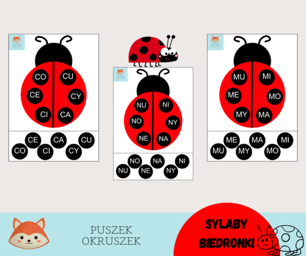 KROPKI BIEDRONKI NAUKA CZYTANIA SAMOGŁOSKI SYLABY