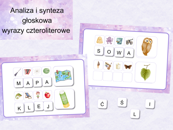 Analiza i synteza głoskowa wyrazy czteroliterowe