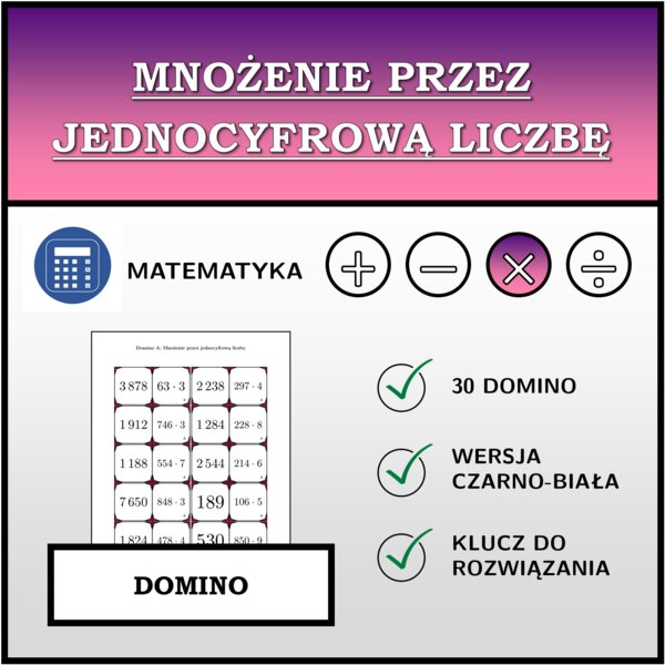 Domino - Mnożenie przez jednocyfrową liczbę | matematyka