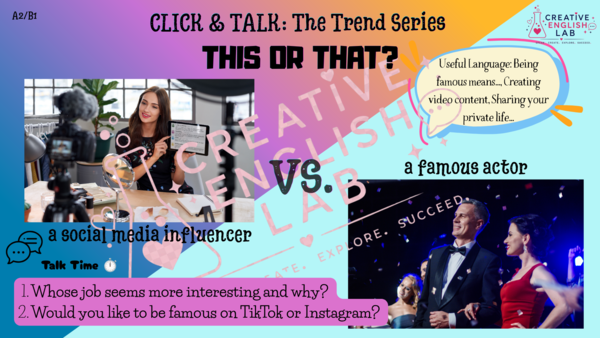 CLICK & TALK: Teens Edition Speaking - This or That (A2/B1) |Prezentacja PDF