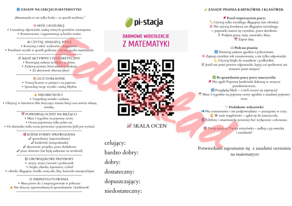DOSTOSOWANA 📘 Broszura „Cała prawda o matematyce” – motywacyjny dodatek na pierwsze lekcje (skala ocen: 6,5,4,3,2,1)