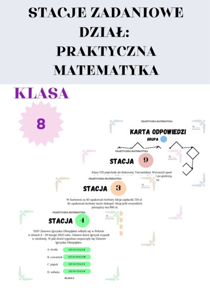 Stacje zadaniowe - praktyczna matematyka