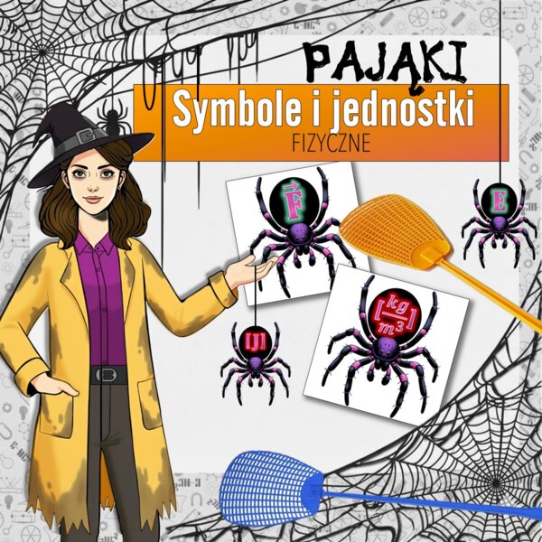 Podstawy fizyki: Symbole i jednostki fizyczne – Gra karciana, MUCHY (fizyka, kl 7/8). Halloween.