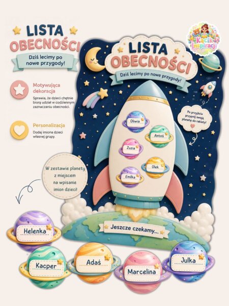 🚀 LISTA OBECNOŚCI – KOSMICZNA PRZYGODA! 🌍✨
