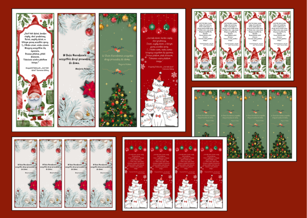 Boże Narodzenie – zakładki do książek – zakładka – biblioteka – świetlica – wersja 3