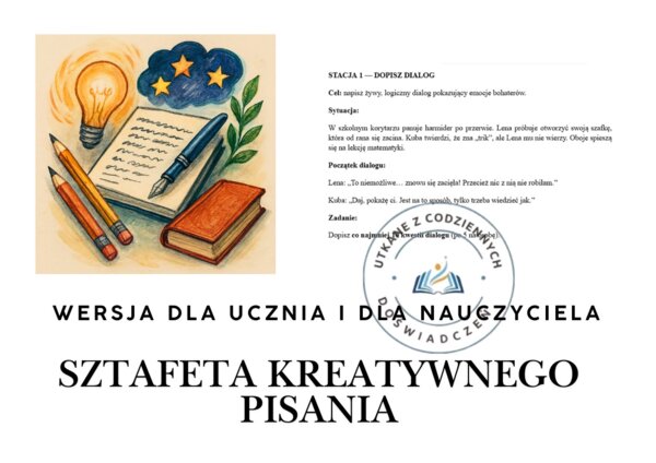Sztafeta kreatywnego pisania — zestaw 6 stacji twórczych w wersji dla ucznia i dla nauczyciela