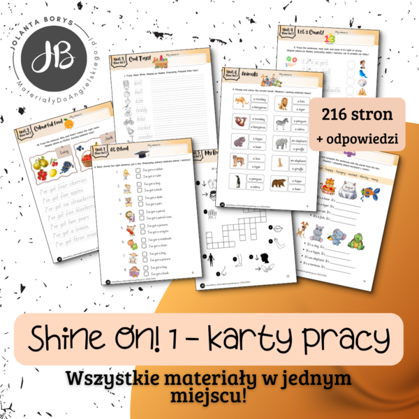 Materiały do Shine On! 1 Pakiet materiałów - Units 1 – 8 - karty pracy - wklejki/wycinanki