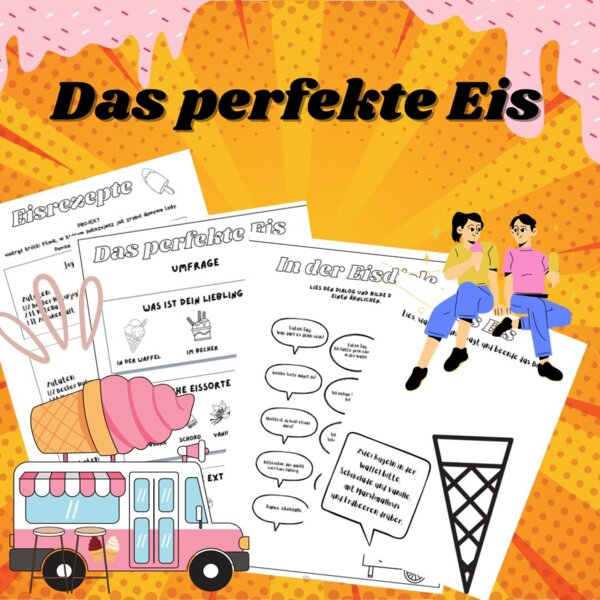 Das perfekte Eis – Sommer – wakacyjne karty pracy język niemiecki