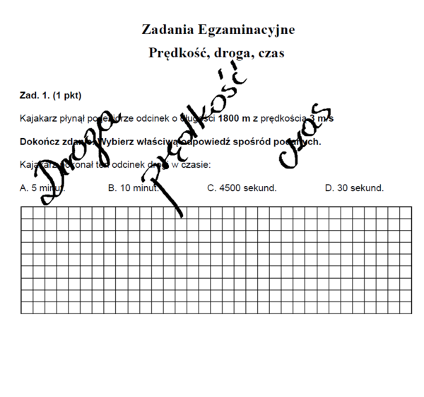 Zadania egzaminacyjne – Droga, prędkość, czas