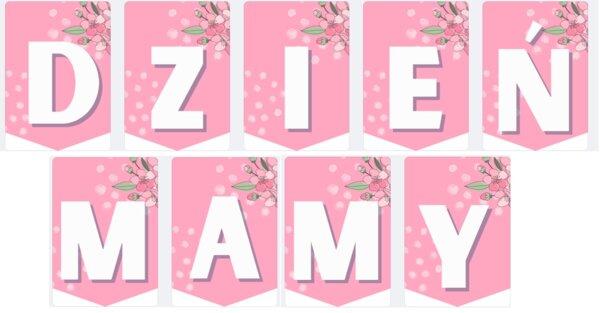 Girlanda, dekoracja, Dzień Mamy, napis