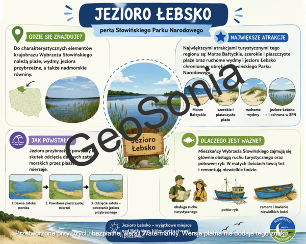 Krajobraz nadmorski Wybrzeża Słowińskiego   geografia klasa 5 sketchnotka