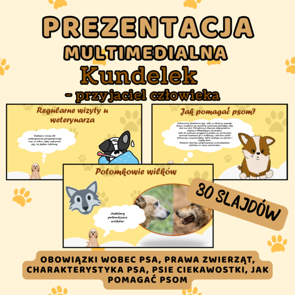Prezentacja multimedialna z dźwiękiem - KUNDELEK - PRZYJACIEL CZŁOWIEKA (Dzień Kundelka, Dzień Psa)