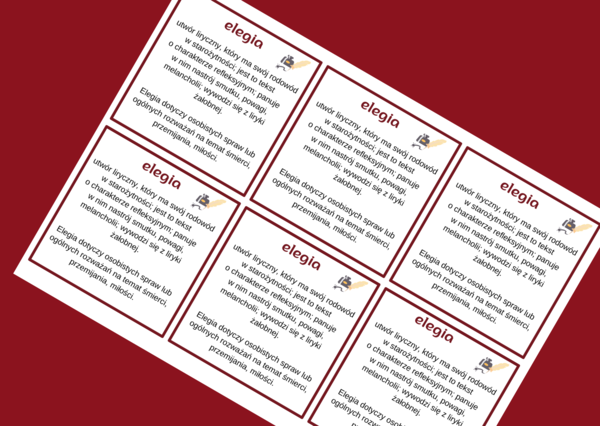 ELEGIA - cechy - wklejka - liryka