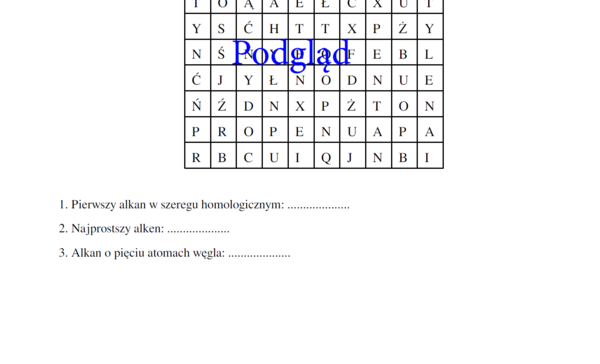 Szybka wykreślanka - węglowodory