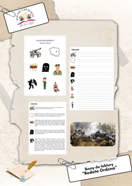 Ikony (obrazki, symbole) + odpowiedzi "Reduta Ordona" Adama Mickiewicza
