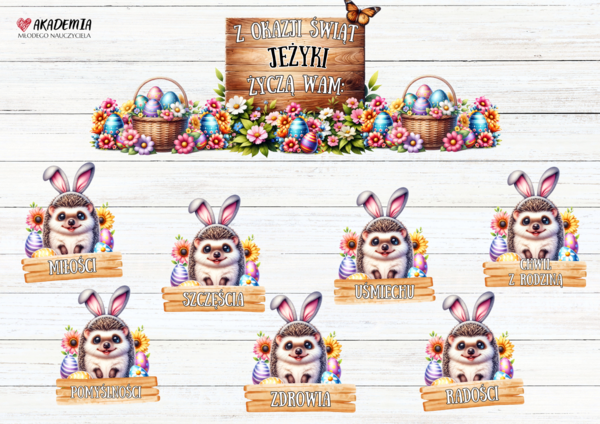 WIELKANOC ŻYCZENIA - JEŻE/JEŻYKI