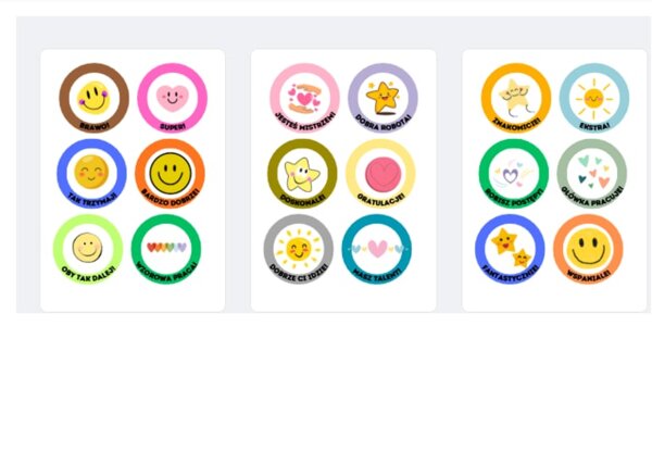 Karteczki motywacyjne, super, wspaniale, znakomicie ...