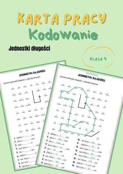 Jednostki długości, kodowanie, karta pracy, klasa 4