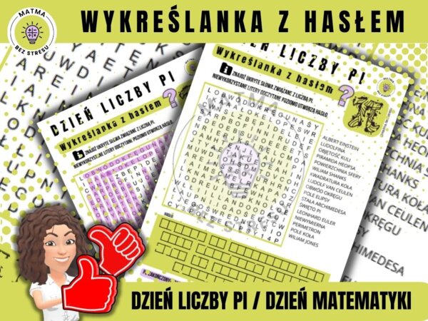 Wykreślanka z hasłem / Dzień Liczby Pi / Dzień Matematyki