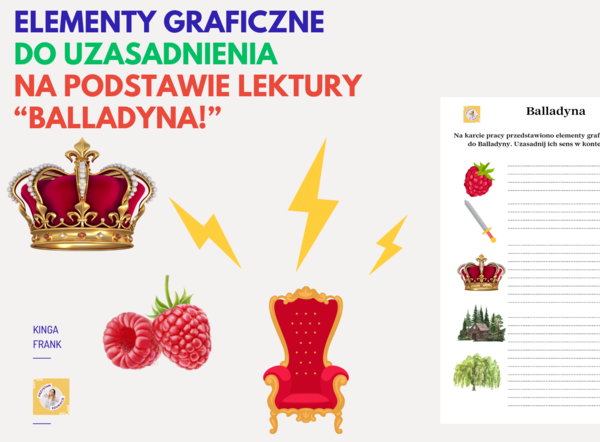 📚 Elementy graficzne na bazie lektury BALLADYNA – doskonała na lekcje języka polskiego! 🌹🦊 EGZAMIN ÓSMOKLASISTY 2025
