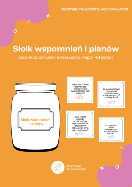 Słoik z Pytaniami: Podsumowanie Roku Szkolnego (48 Kart), klasy 4-8 szkoły podstawowej